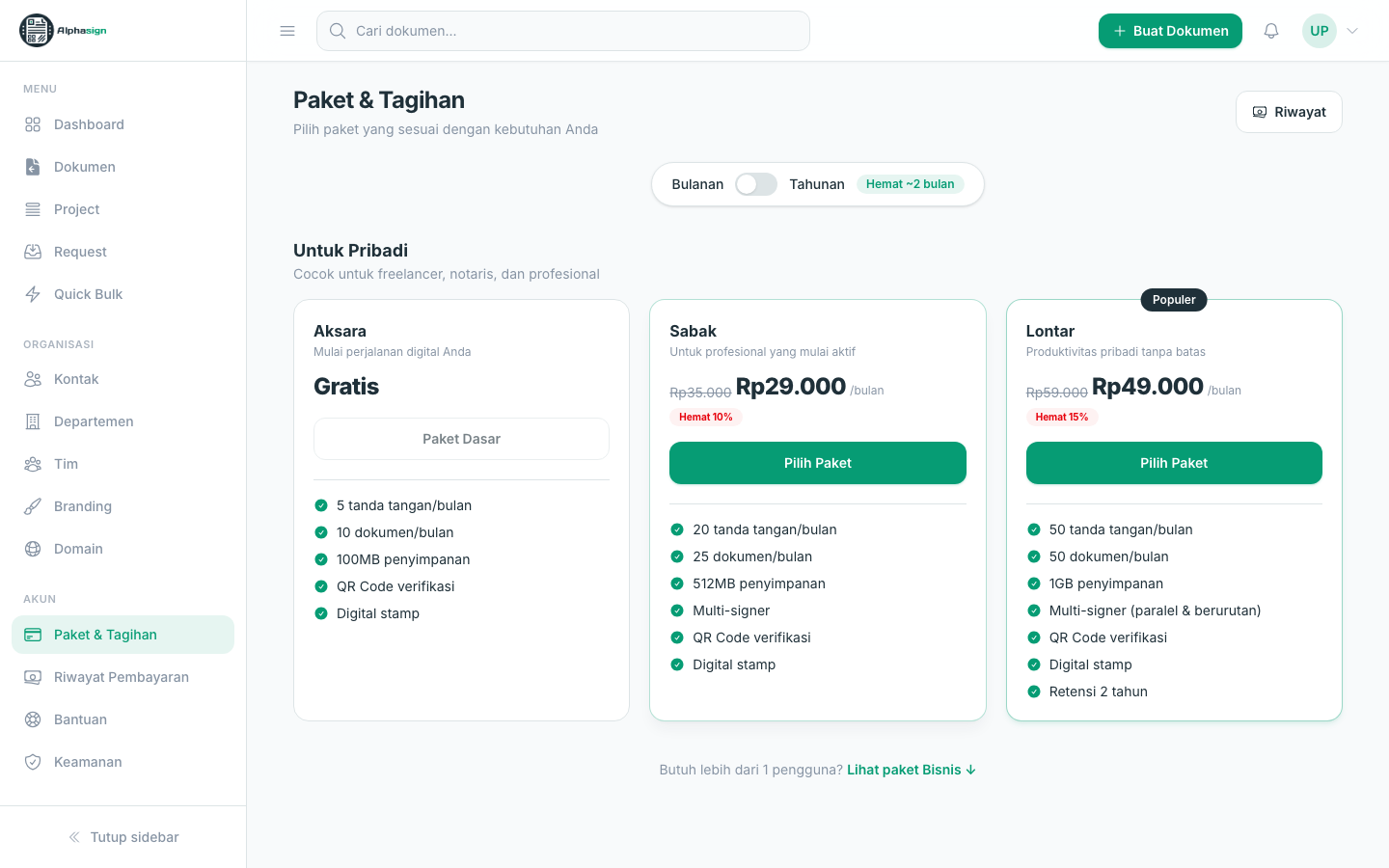 Paket & billing