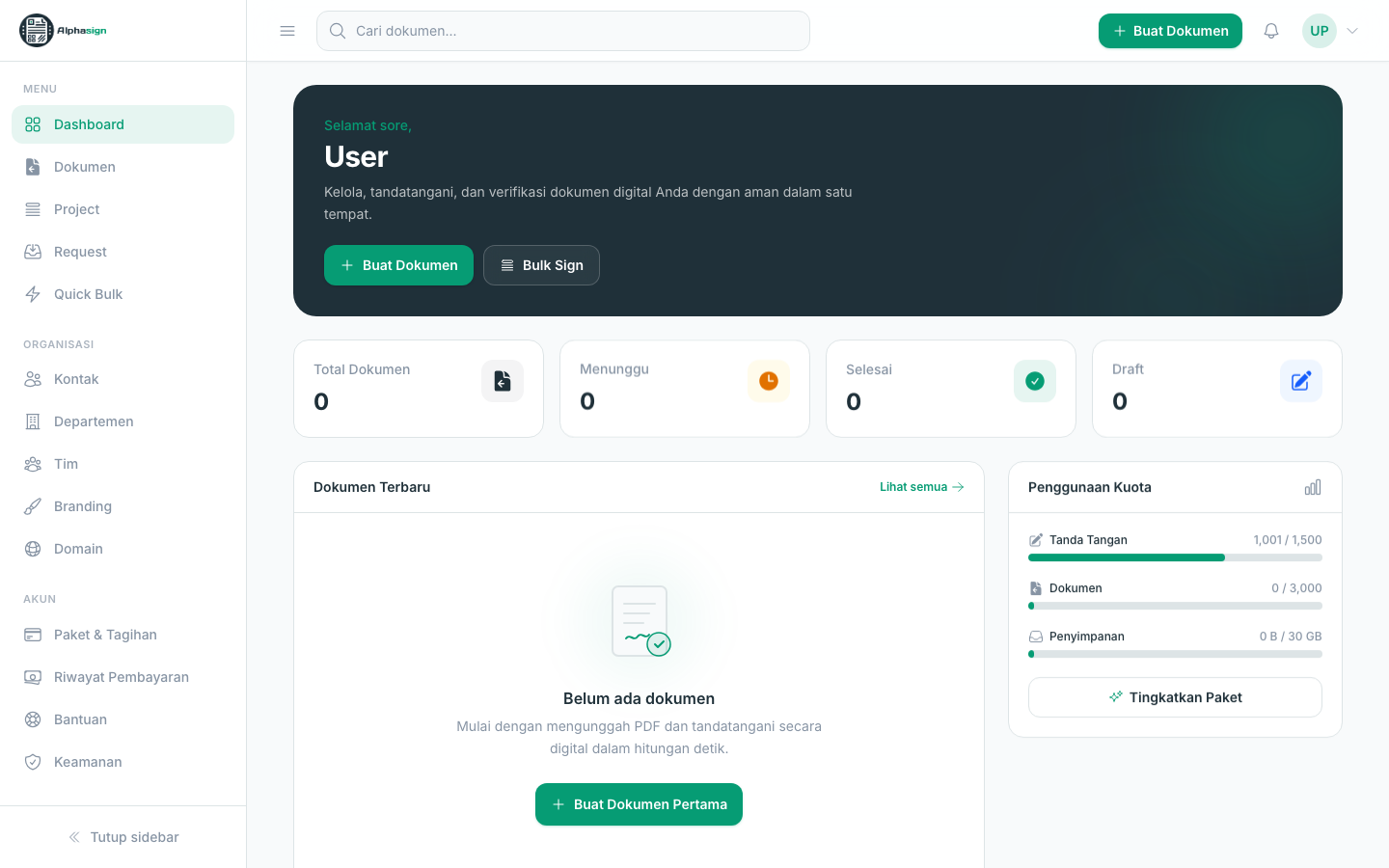 Dashboard utama